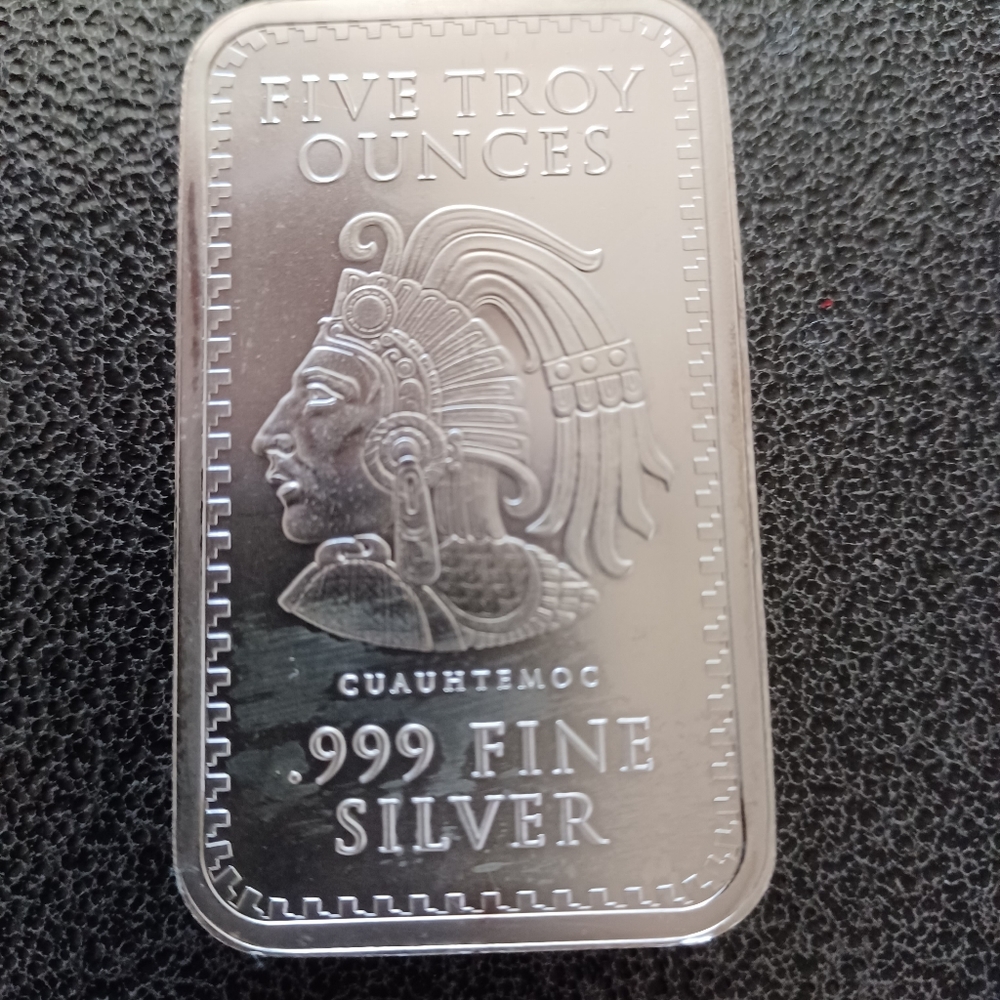 5 oz Cuathtemoc Silver Aztec Calendar bar
